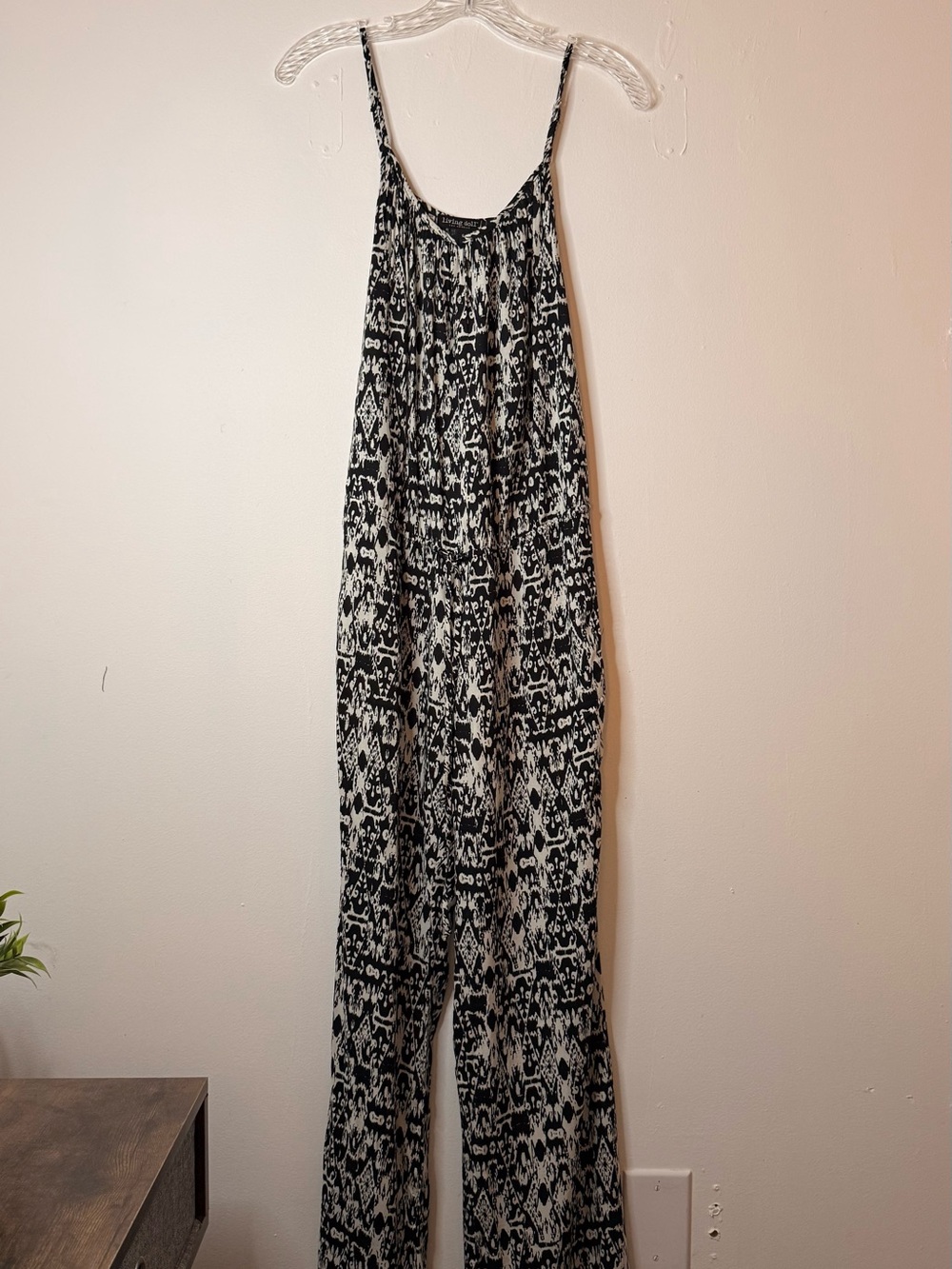 living doll Black and White Printed Spaghetti-Strap Jumpsuit